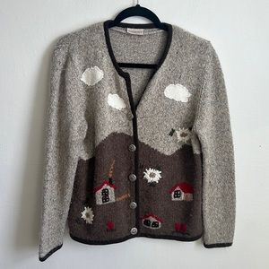 Landhaus Grandma Sweater with Sheep and Floral Details